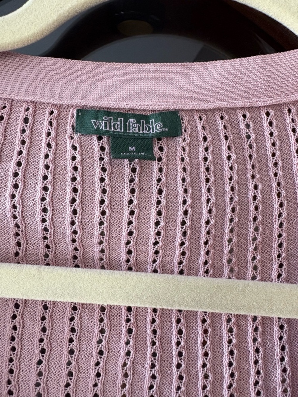 Pink Ribbed V-Neck Button Cardigan Sweater - Picture 2 of 6
